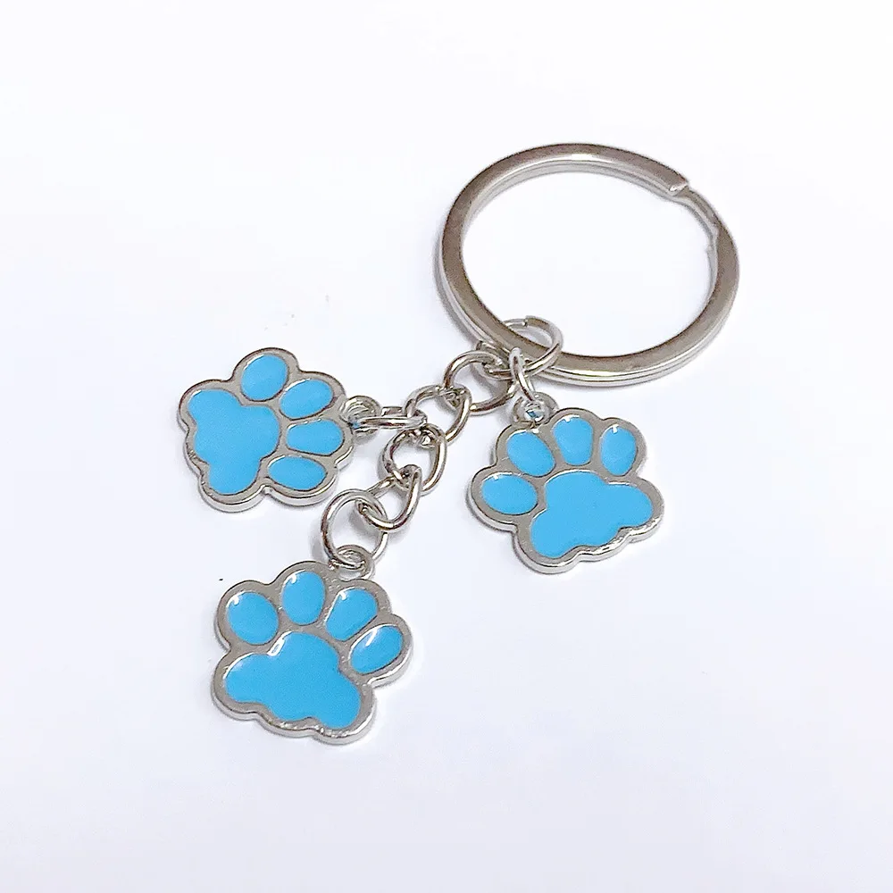 Cute Keychain Cat Dog Paw Key Ring Footprints Enamel Key Chains For Women Men Handbag Accessorie DIY Handmade Jewelry Gifts