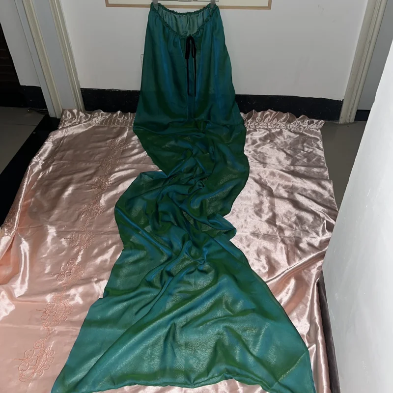 Couple High Gloss Soft Comfortable Thin Breathable Long Sleeping Bags Adults Smooth Mesh Sexy Loose Dress Wrap