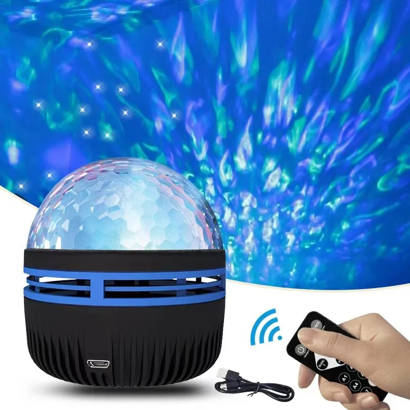 Bedroom Aurora night light crystal star decorative lamp plug-in self-walking magic ball atmosphere lamp remote control water rip