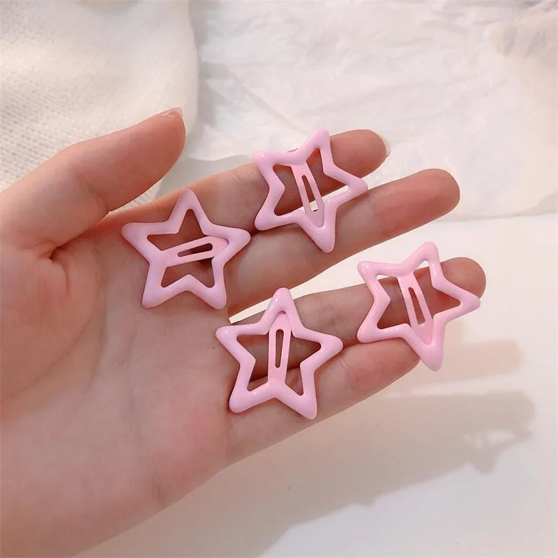 2/10PCS Y2k Pink Pentagram Star Bobby Pin Hair Clip Women Sweet Cool Cute Aesthetics Hairside Harajuku Girls Trend Headwear