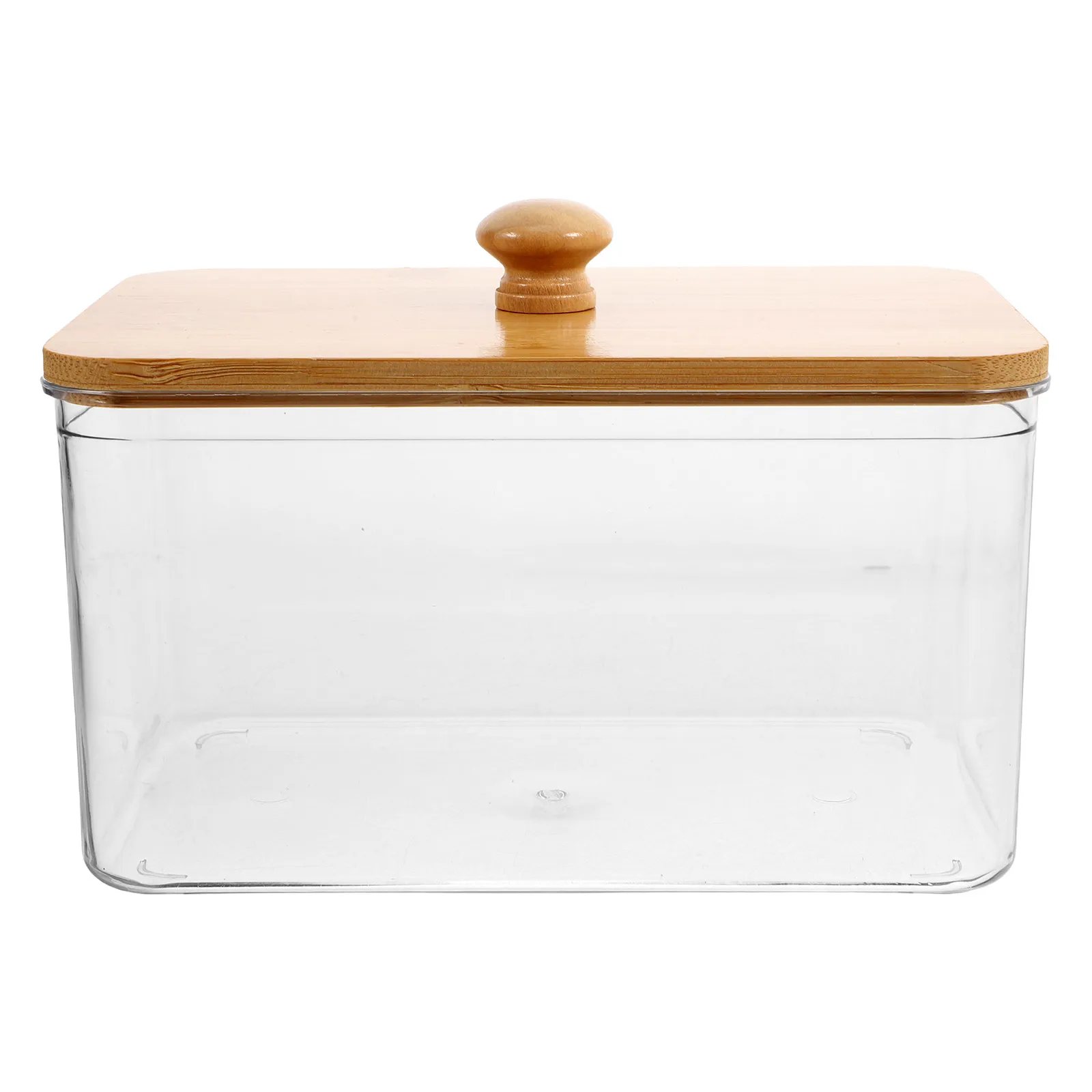 

1pcs Transparent Laundry Container With Lid Pet Dryer Sheet Holder For Powder Organizer Minimalist Storage Jar Bamboo Wood