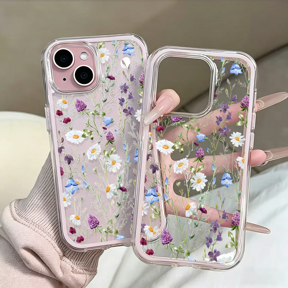 Gänseblümchen-Blumen Transparente 2-in-1 Candy Handyhülle für iPhone 11 12 13 14 15 16 17 Pro Max Plus Air Klare Stoßfeste Schutzhülle – Detail 6