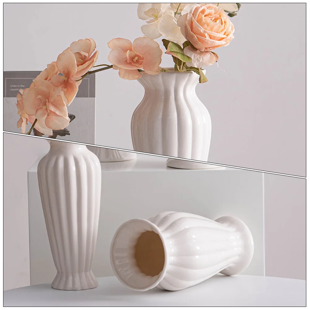 

Ceramic Vase Decorative Dried Flower Vase Simple Elegant Design Home Office Wedding Decoration White Table Shelf Accent