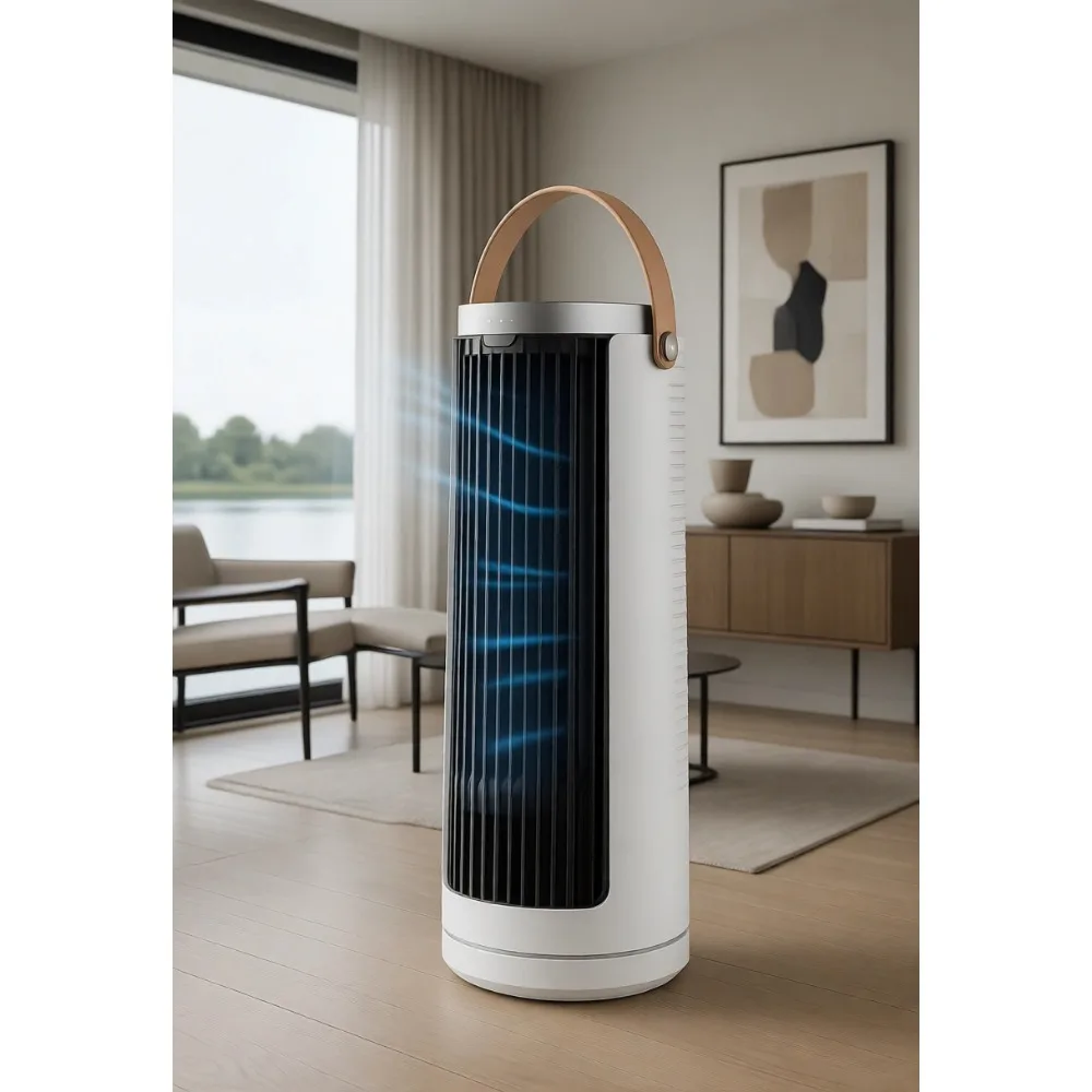 

Ультратихий портативный башенный вентилятор 23 фута, 4 скорости, 3 угла наклона, таймер на 12 часов, безлопастной, осциллирующий, для спальни и офиса