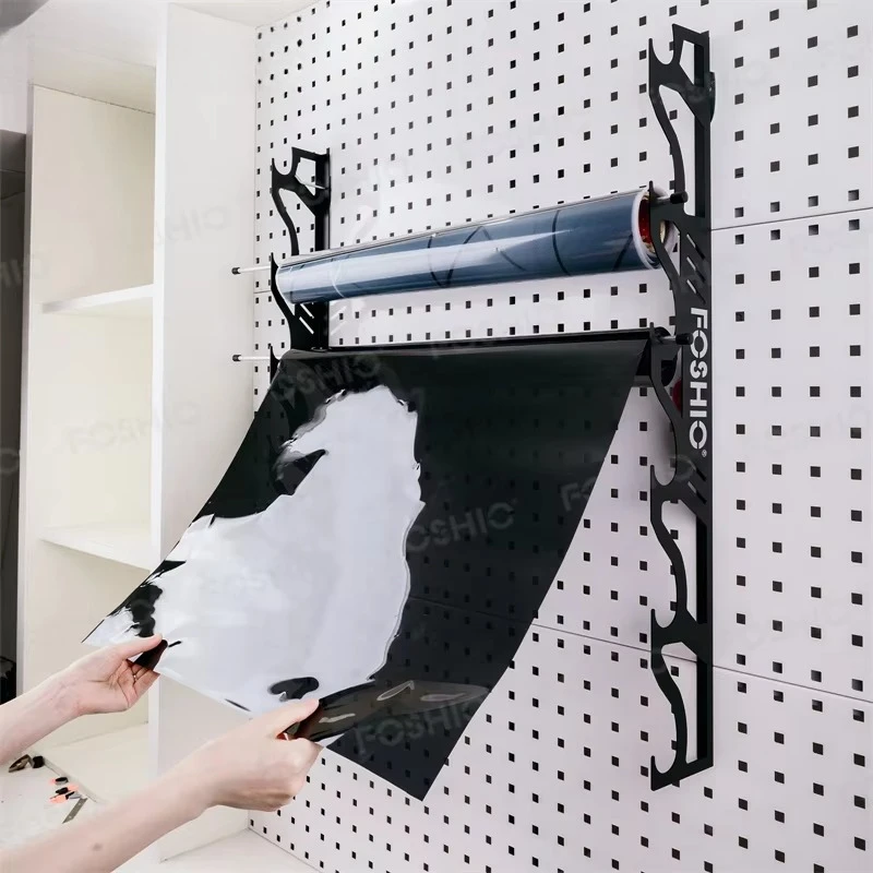 تخصيص شعار جدار جبل الفينيل لفة حامل أداة تخزين الرف 6 حامل مع قضيب الألومنيوم #1