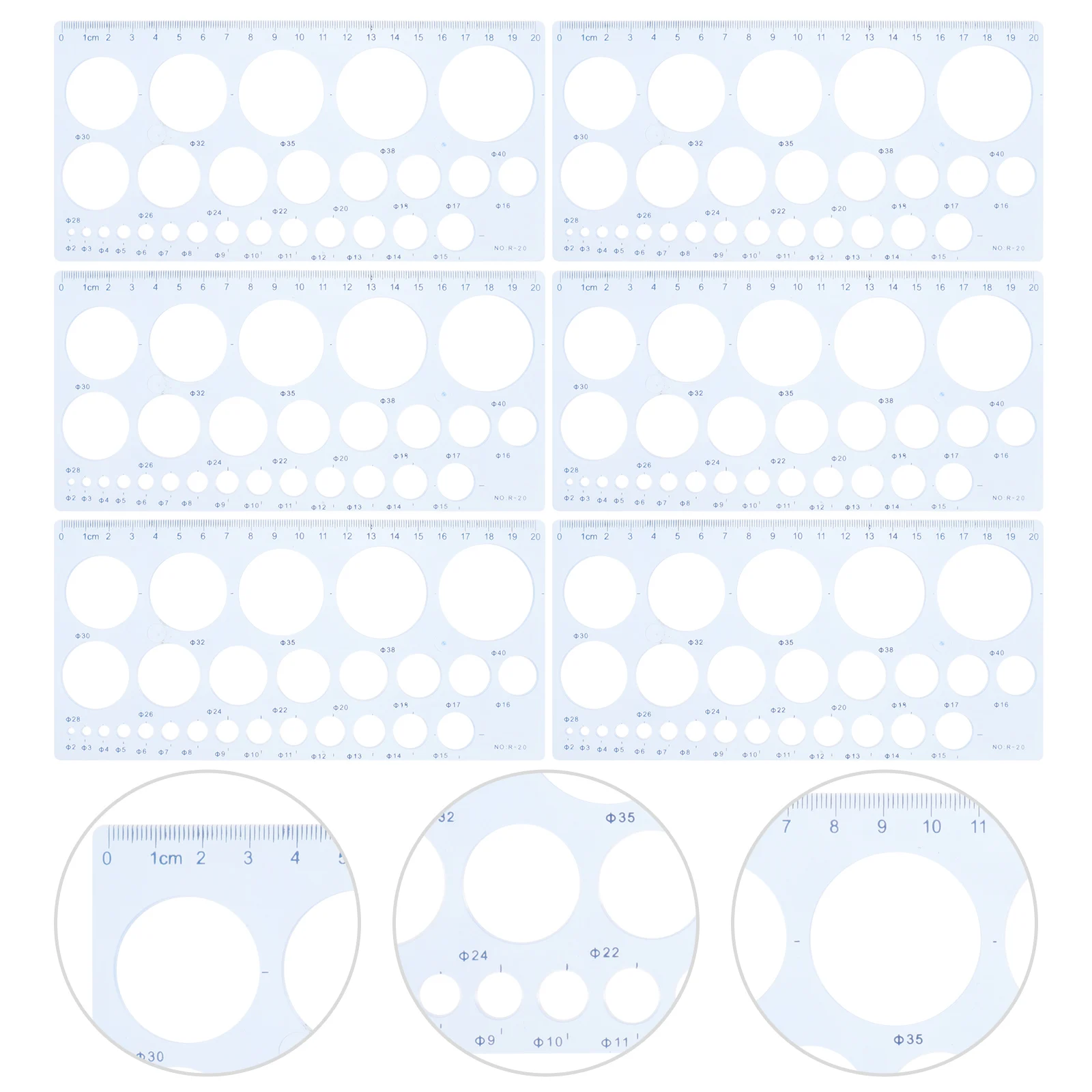 

6pcs Plastic Drawing Templates Stencils Ruler Geometric Tools For Students Drafting Lightweight School Architecture