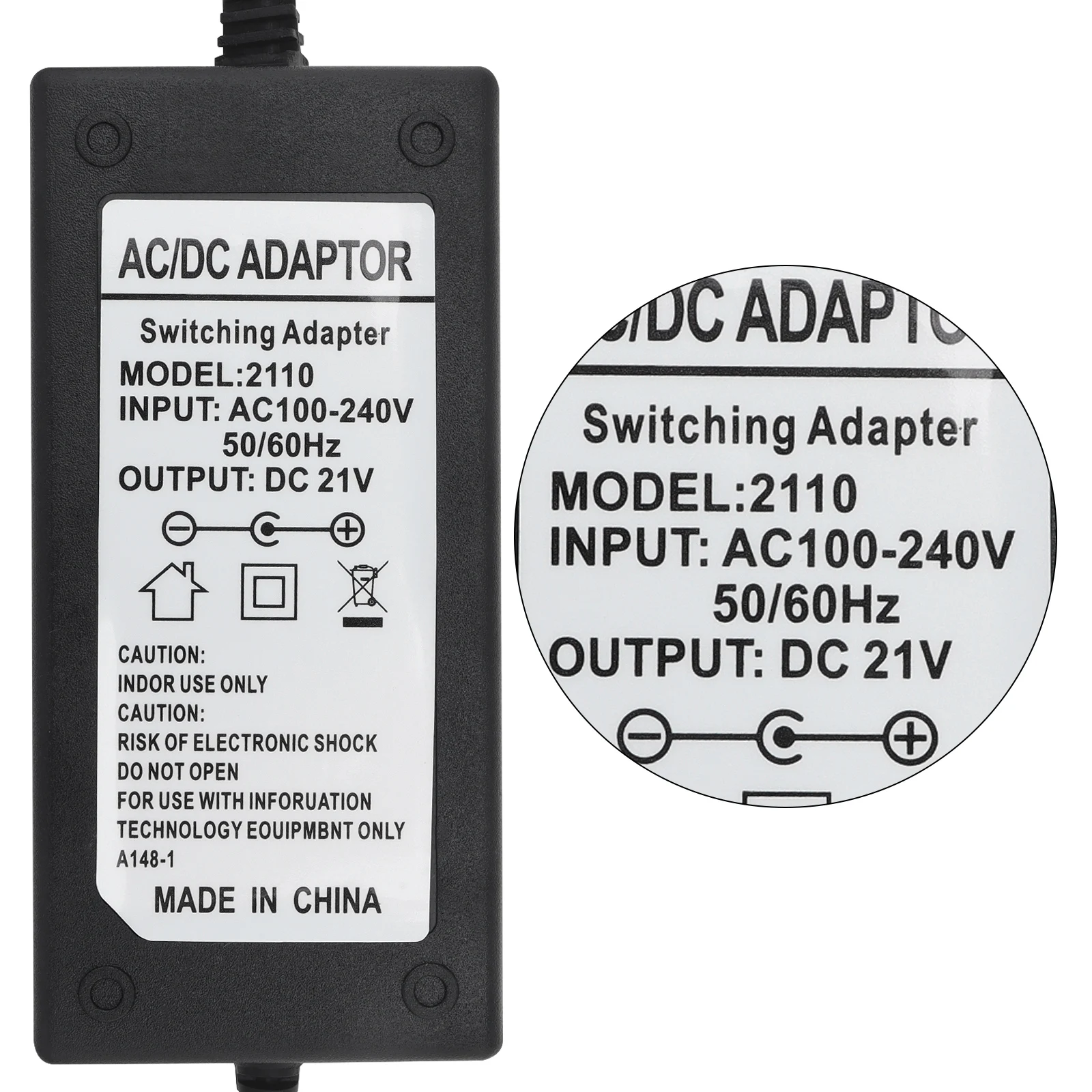 Adattatore di alimentazione per caricabatterie da trapano 18V 21V connettore in linea per porta AC/DC caricabatteria al litio per trapano a