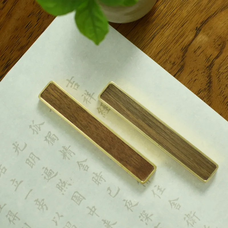 Copper Wood Multifunctional Paperweight Pen Holder, Brass Calligraphy Ruler, And Heavy Metal Creative Paperweight Wenzhen Study