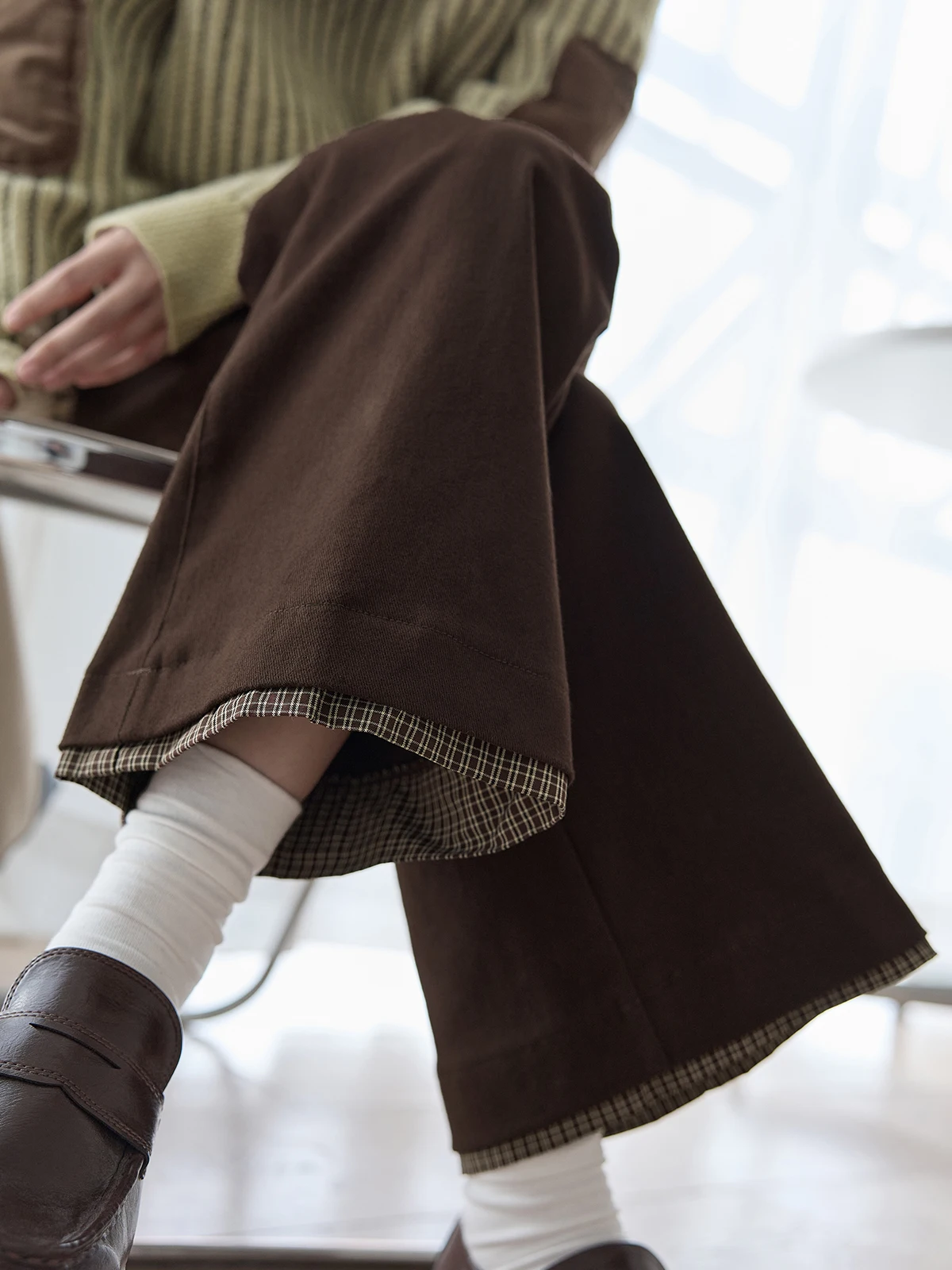 

High Waist Bell Bot Brown Waed Denim Jeans Women's Spring New Small ence Design Sensation HUIXI Dstring