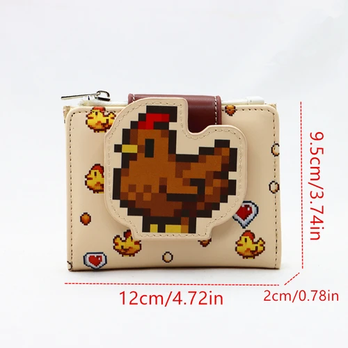 Imagen 2 del producto Stardew Valley Chickens Mini cartera PU lindo dibujo animado estudiante cremallera bolso multi-Tarjeta plegable bolsillo diario walle