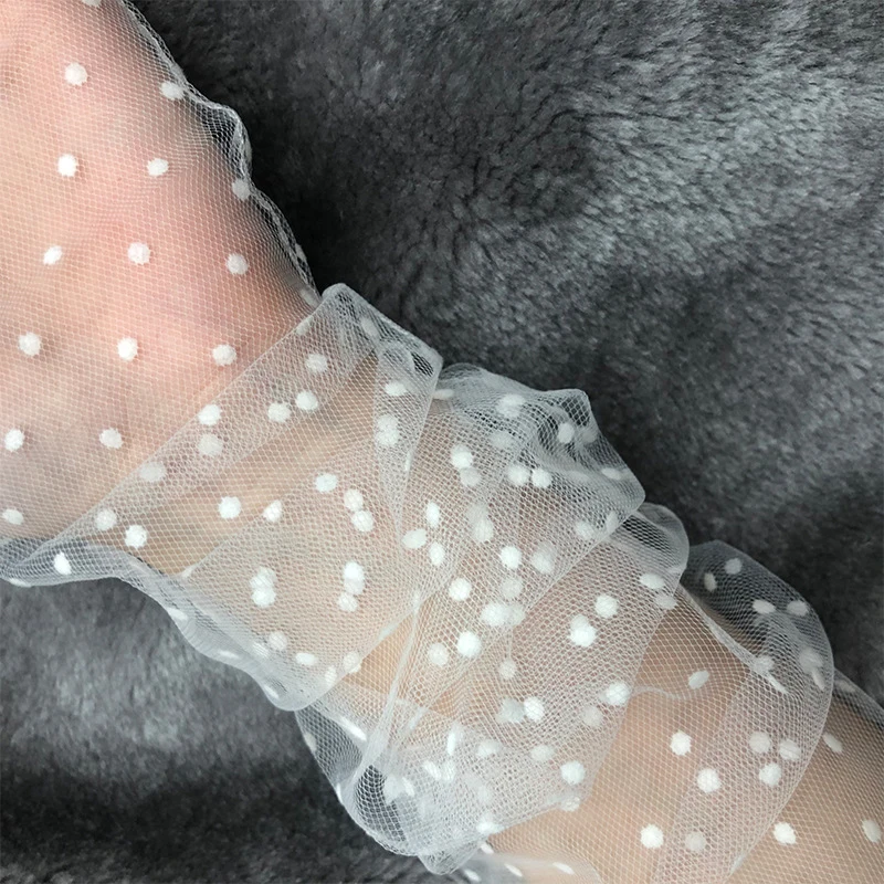 Guantes Transparentes con estampado de lunares para mujer, Guantes de tul de malla, Sexy, para fiesta de graduación y Club