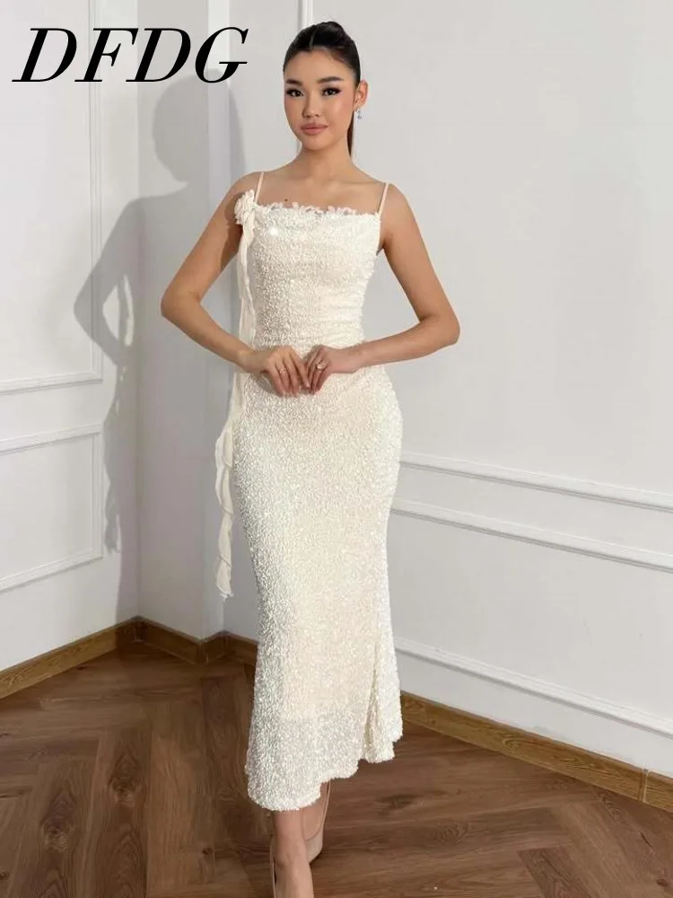 

DFDG Women's Black Luxury Evening Dress 2025 Spring Summer Boned Corset Strapless Slim Fitted Maxi Gown Evening Party Dress