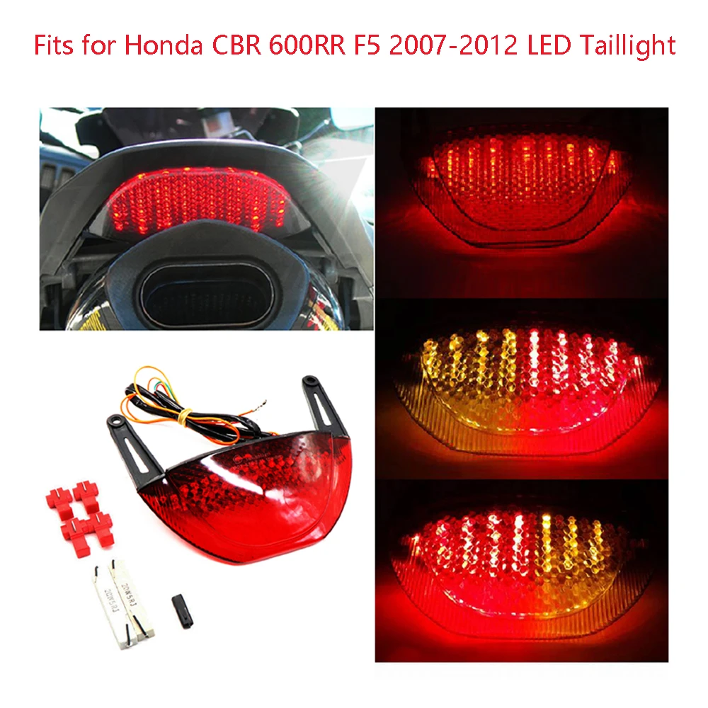 

Fit for Honda CBR600RR CBR 600RR F5 ABS 2007-2012 Motorcycle Taillight Rear Brake Turn Signal Integrated LED Tail Light