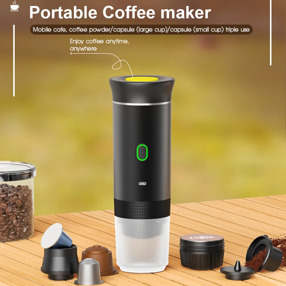 Wireless Electric Portable Espresso Coffee Machine for Car & Home Camping Coffee Maker 3-in-1 Capsule Powder Travel Coffee Maker