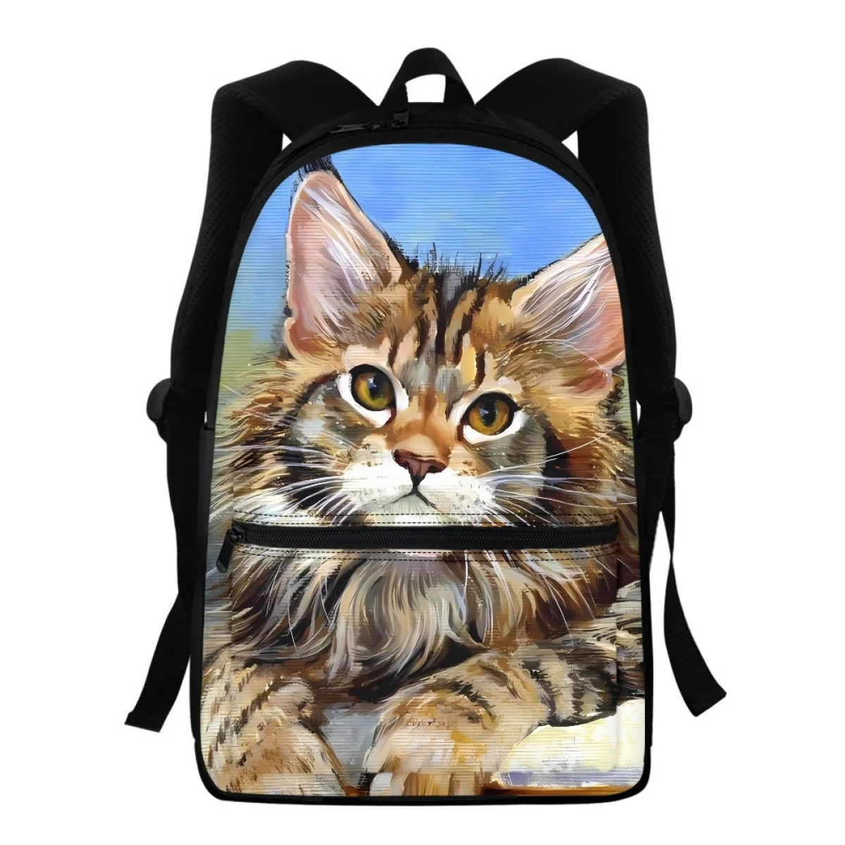 FORUDESIGNS Animal Cat Print Backpacks Multi Pocket Fashion Schoolbags Lightweight Students School Bags Rucksack Travel