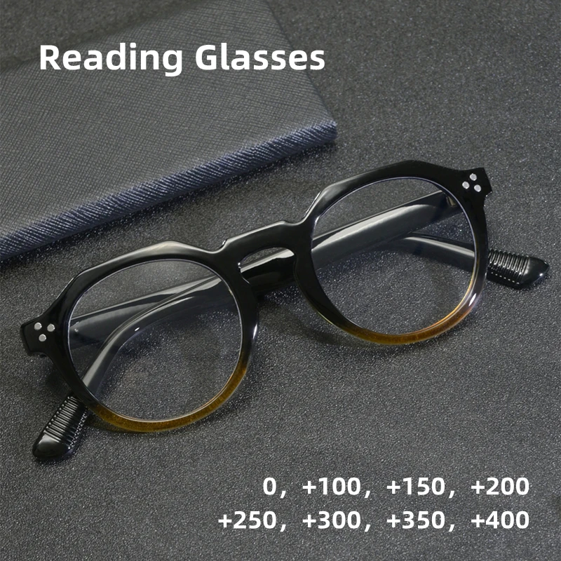 Retro Neue Männer und Frauen Die Blu-Ray Computer Brille Runde Retro Lesen Brillen Blau Blockieren Presbyopie Brille + 100 + 200 + 250