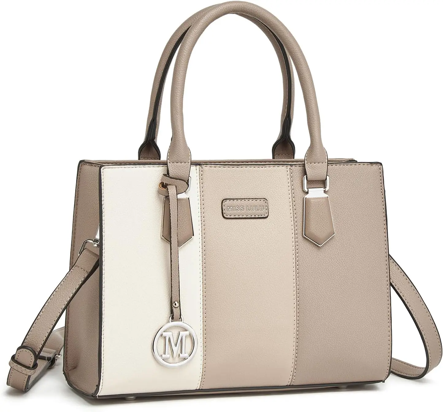 Miss Lulu Mittelgroße Damenhandtasche aus PU-Leder, Tasche mit V-Design, abnehmbarem Schultergurt für Büro, Schule, Einkaufen und Reisen, tolles Geschenk