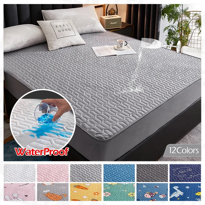 Waterproof Thicken Mattress Pad Protector Adjustable Fitted Sheets Bed Covers Anti-bacterial Pad for Bed 150x200 160x200 180x200