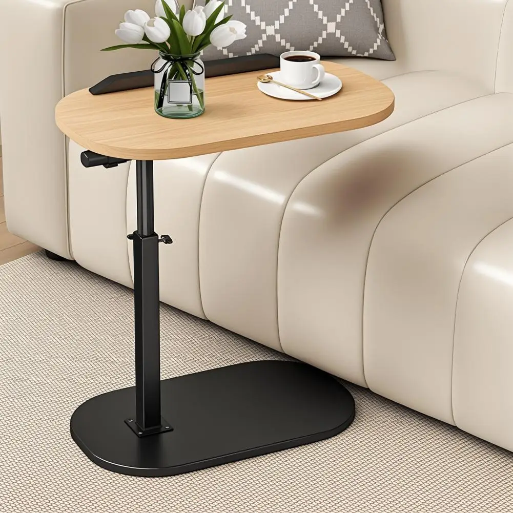 

2-Tier Storage Shelf C Shaped End Table, Adjustable Height Skinny Side Table, 360 Degree Swivel TV Tray Table, Night Stand