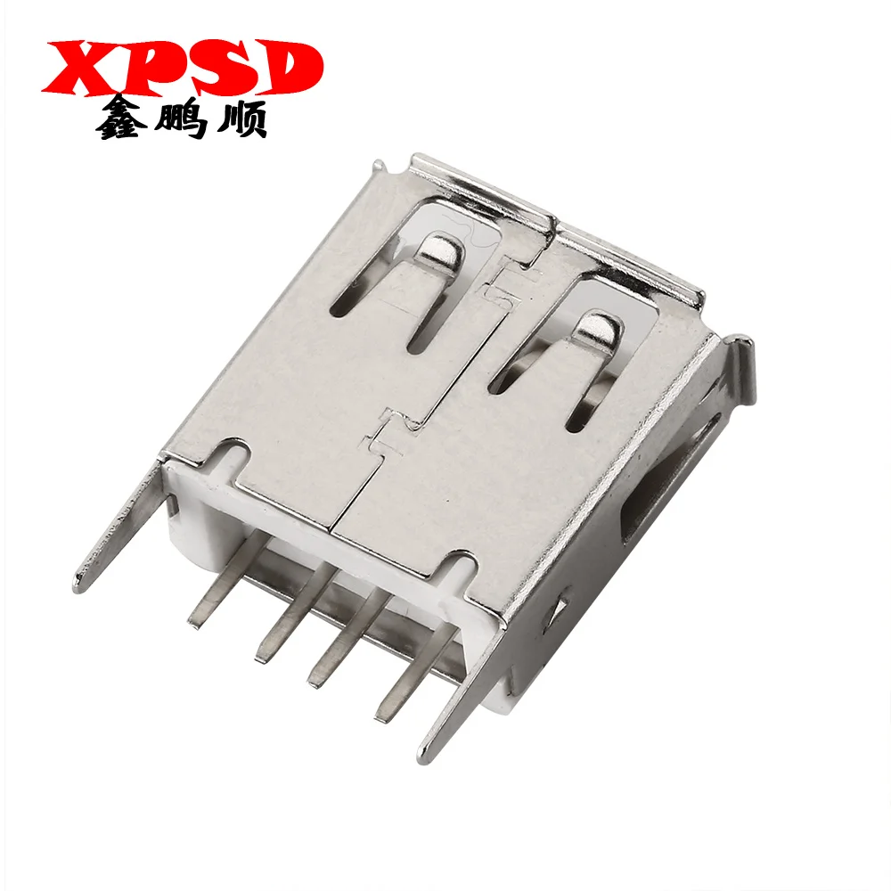 10Pcs USB-AF Vrouwelijke 180 Graden Verticale Inline 13.7 Haakse Rechte Pin Socket Connector Crimp