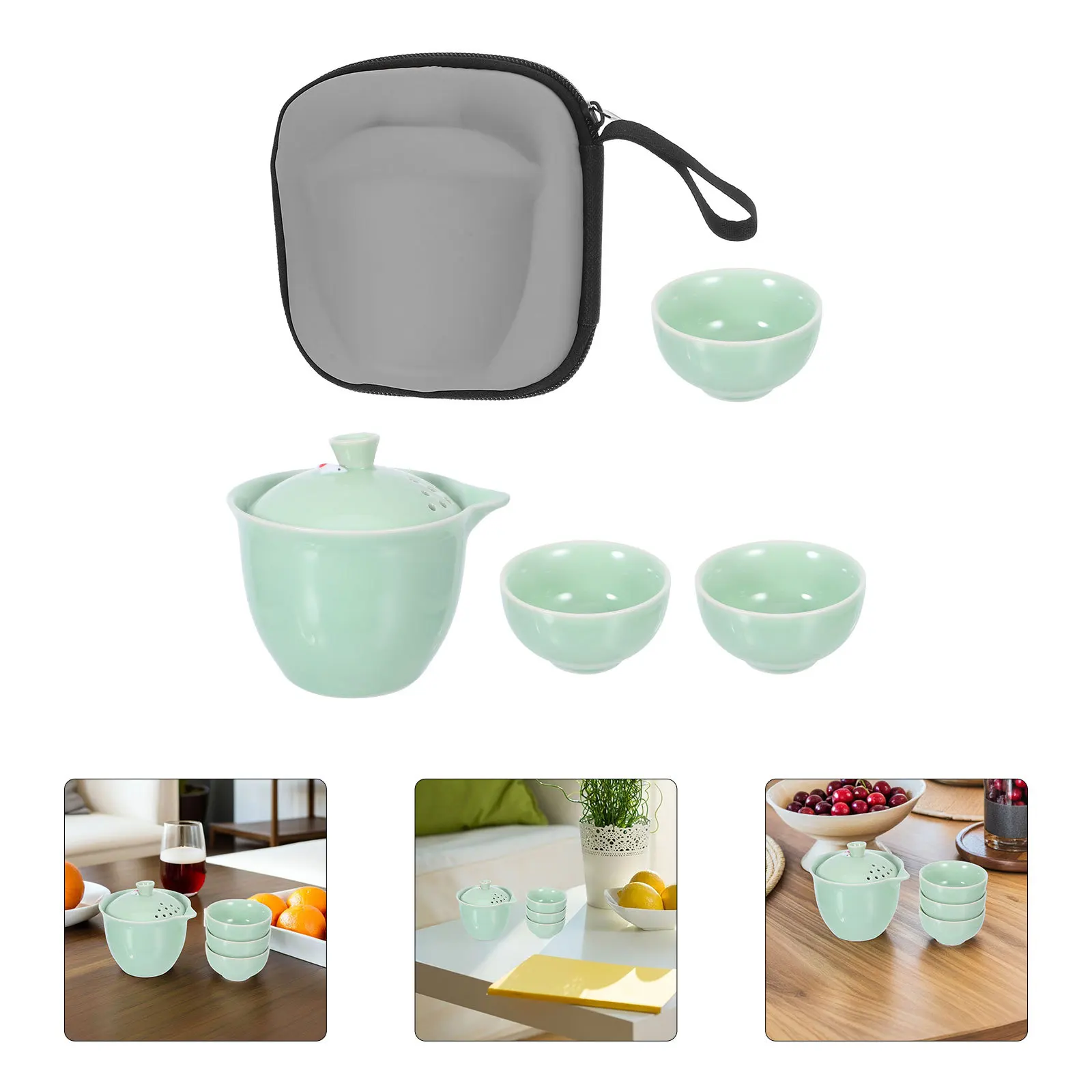 

1Set Ceramic Gongfu Tea Set Porcelain Teapot Cup Portable Travel Outdoor Picnic Office Chinese Traditional Kung Fu Tea