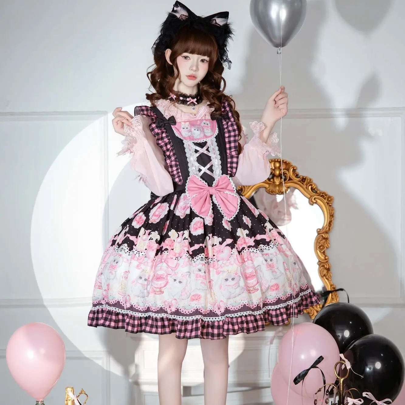 

Оригинальное платье Coalfell "Secret Love Diary" в стиле киттен-лолита, милое и нежное, короткое, с бретелями, весна/лето