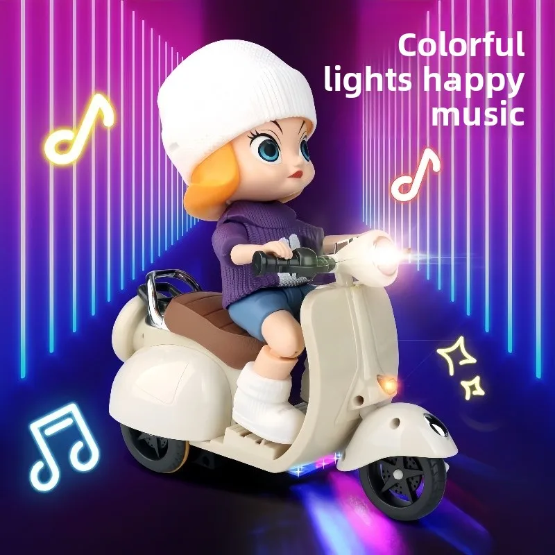 

Labubu Doll Mini Electric Motorcycle labubu Doll Accessories Fun Cute Doll Toys With Lights and Music DIY Kid Christmas Gift