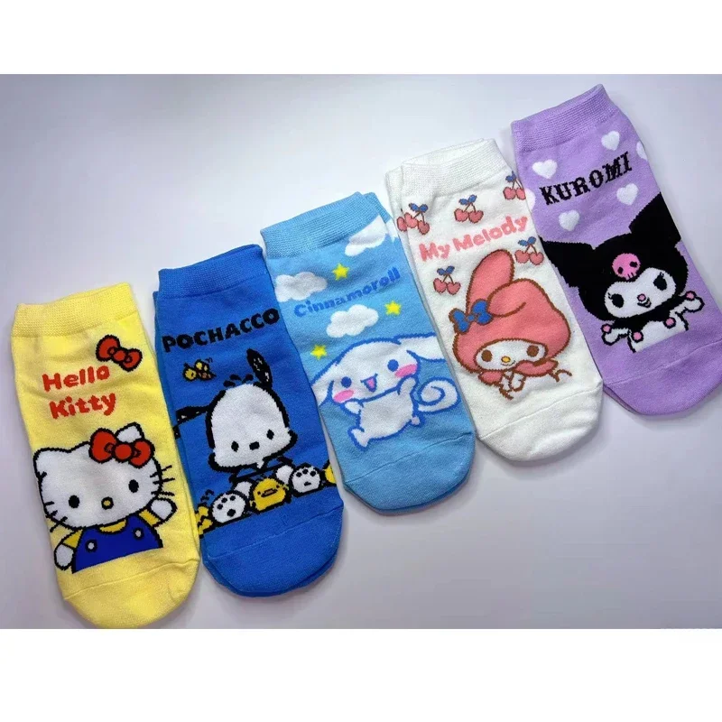 

1pair Sanrio Cotton Socks Kuromi My melody Cinnamoroll Hello Kitty Boat Socks Cosplay Birthday Xmas Kids Gifts