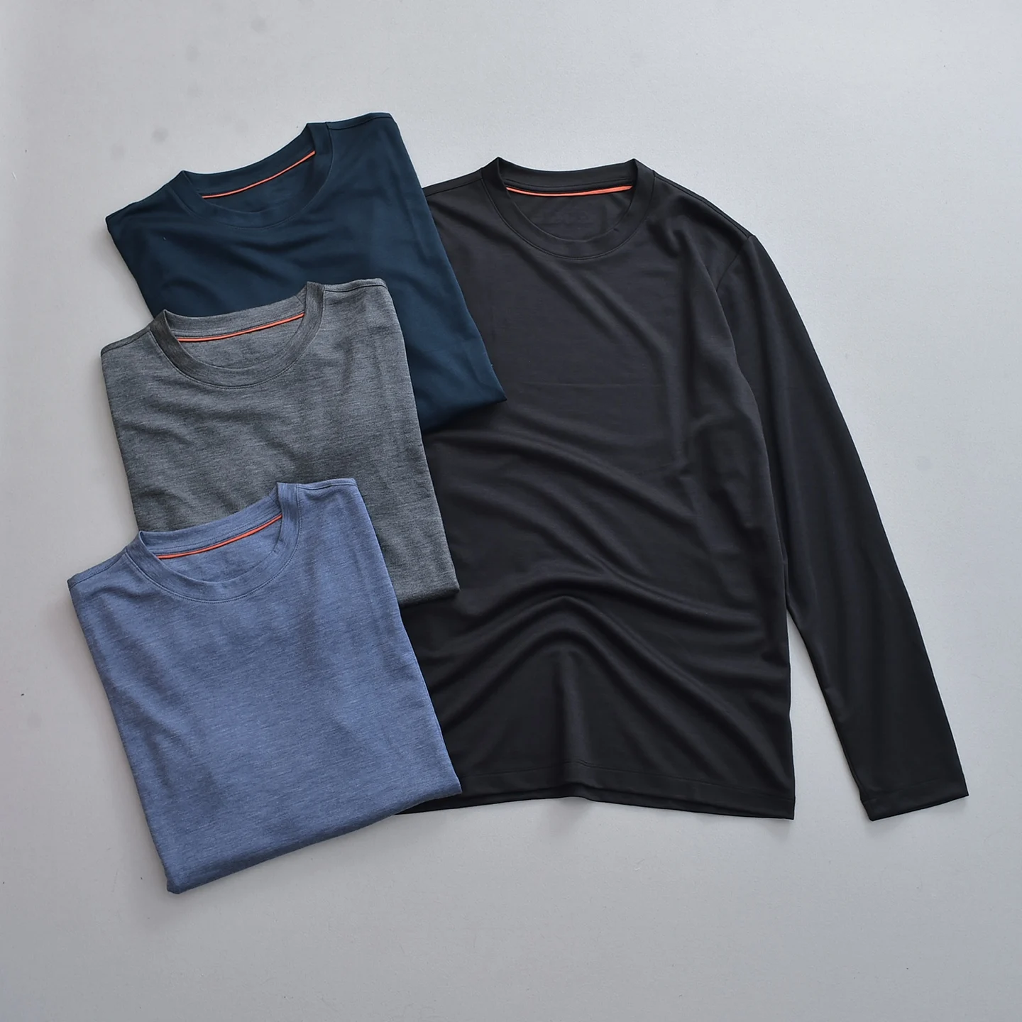 

Italy LP25 early autumn new solid color wool blend crew neck bottoming shirt men's casual long-sleeved T-shirt