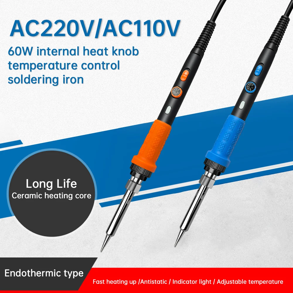 60W Electric Soldering Iron Kit With Temperature Control 200-450℃ Fast Heating Ceramic Core for Circuit Board Welding