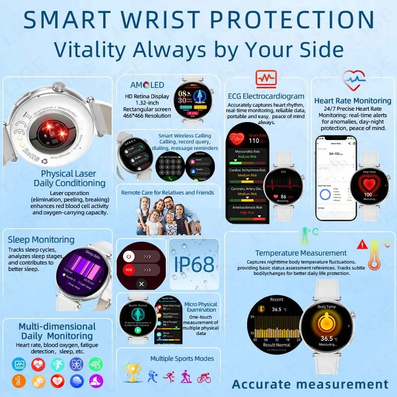Choice LIGE New Smart Watch HD Full Touch Screen Waterproof Mulitiple Sports Modes Fitness Wireless Call Smart watch For women