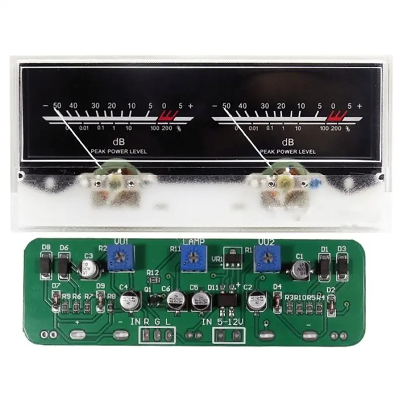 

Stereo Audio Amplifier Board,DB Sound Level Indicator Meter Double Pointer VU Meter Adjustable Backlight With Driver