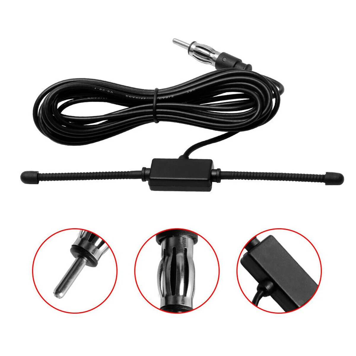 1X antena dipolo Universal para coche, antena de Radio Estéreo AM FM, soporte adhesivo de vidrio, color negro