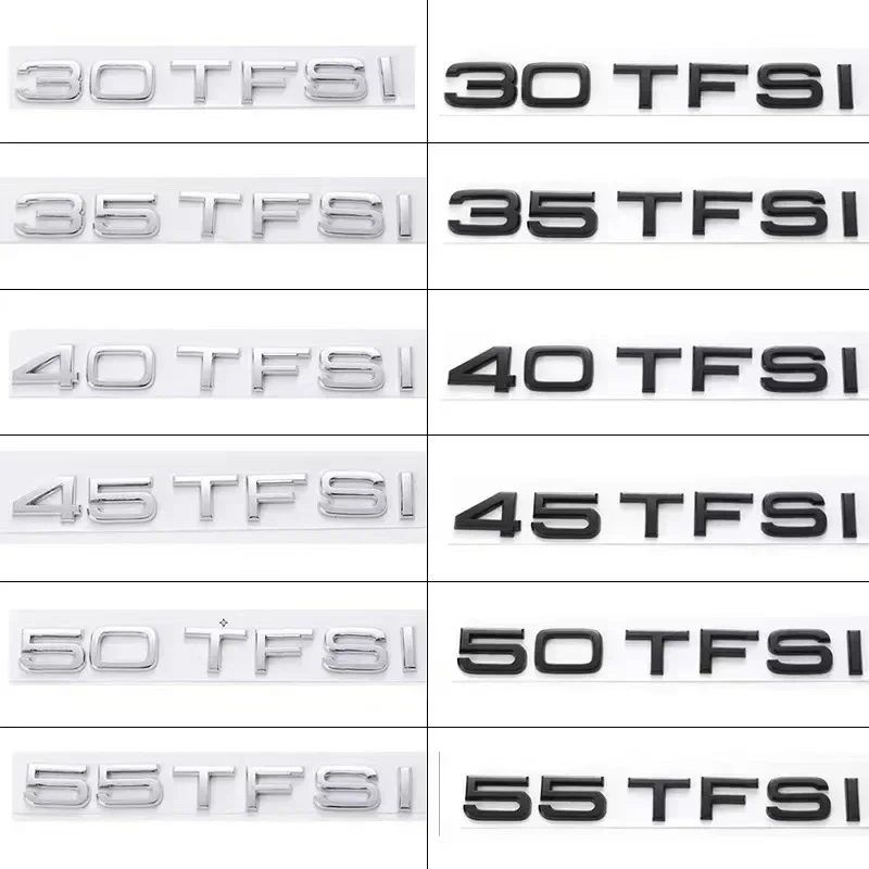 Chrome ABS 30TFSI 35TFSI 40TFSI 45TFSI 50TFSI 55 TFSI Emblem Sticker Rear Trunk Badge Decal for A3 A4 A5 A6 A7 A8 Q3 Q5 Q7