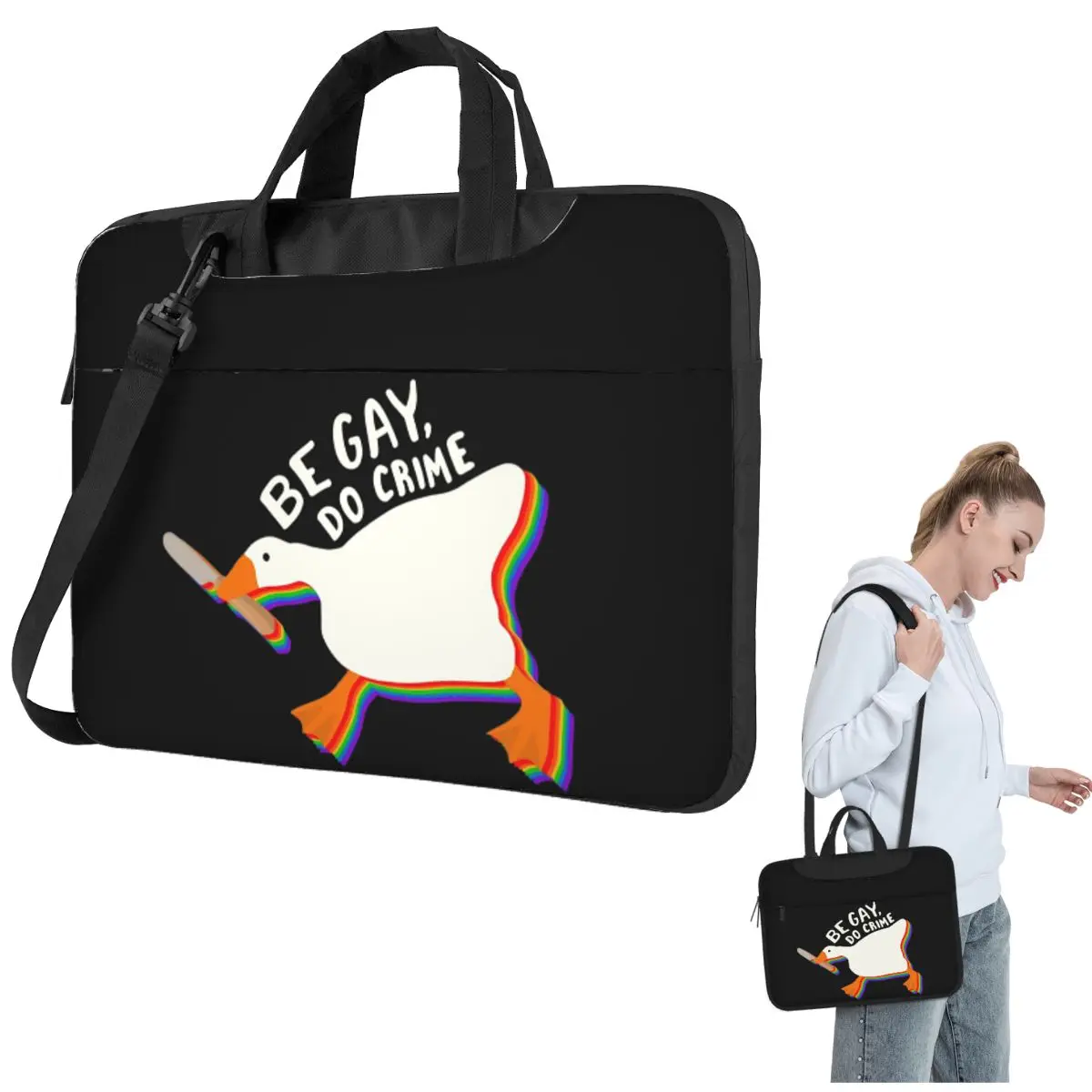 

Be Gay Do Crime Goose Сумка для ноутбука через плечо Сумка для компьютера 13, 14, 15,6-дюймовая сумка для ноутбука Macbook Pro