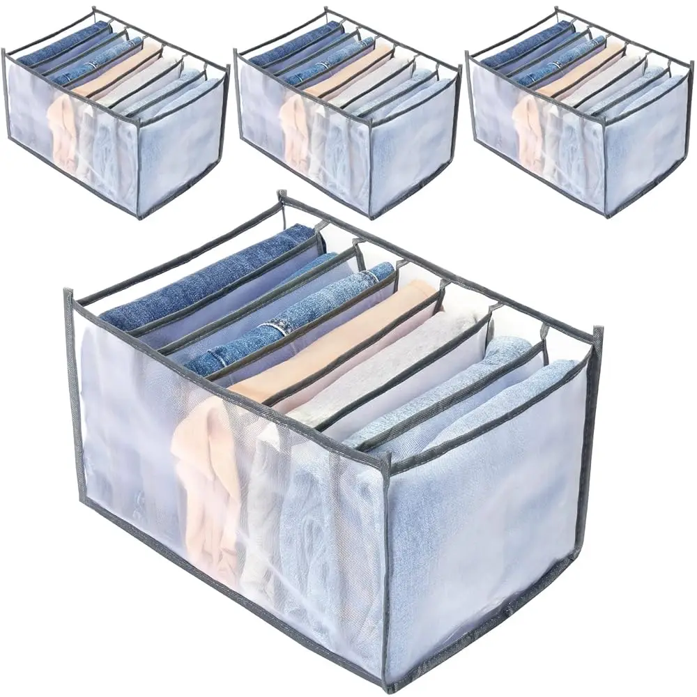 

Wardrobe Clothes Organizer, 7 Grids, Drawer Organizers For Clothing, Foldable Closet And Storage Basket, Clothes Compartment