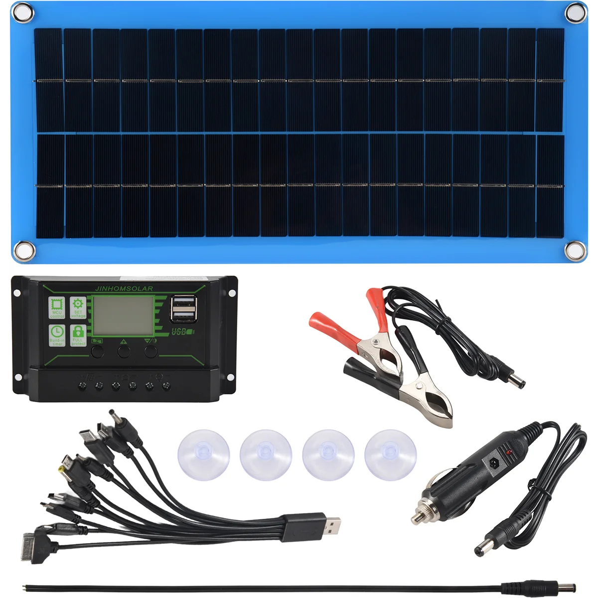 

300W Solar Panel 12V 5V Dual USB Controller Waterproof Monocrystalin Solar Cells Battery Charger -100A