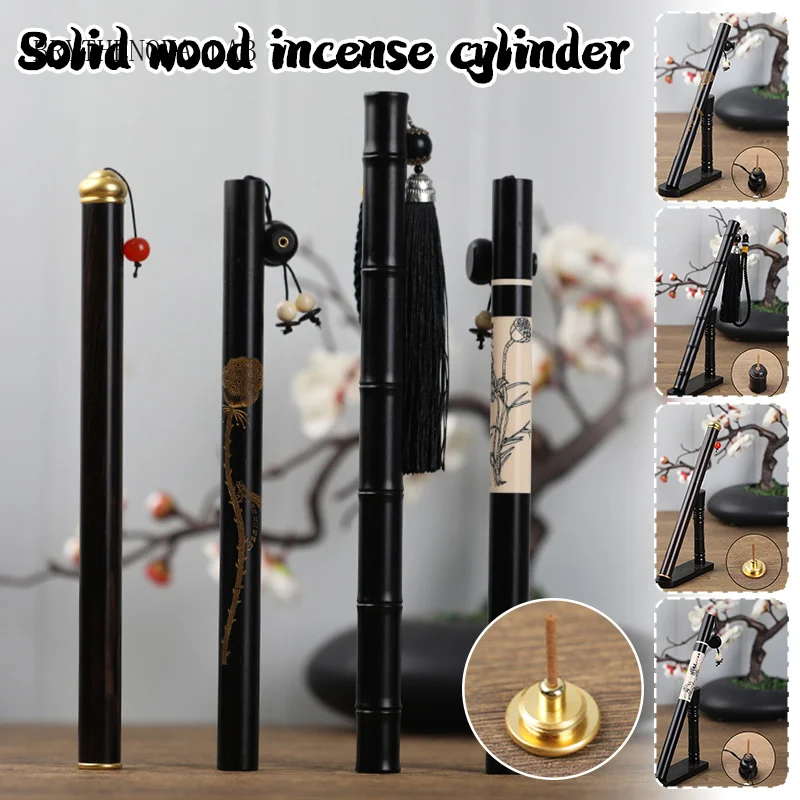 Ebony Wood Incense Stick Tube Holder Home Fragrances Incense Sandalwood Tube Container Buddha Burner Storage Box