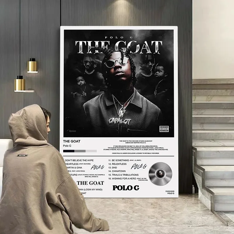 Pop Rap Music Album Cover Polo G Poster Aesthetic Rapper Hip Hop Rock The Goat Hall Of Fame Canvas Print Wall Art Room Decor