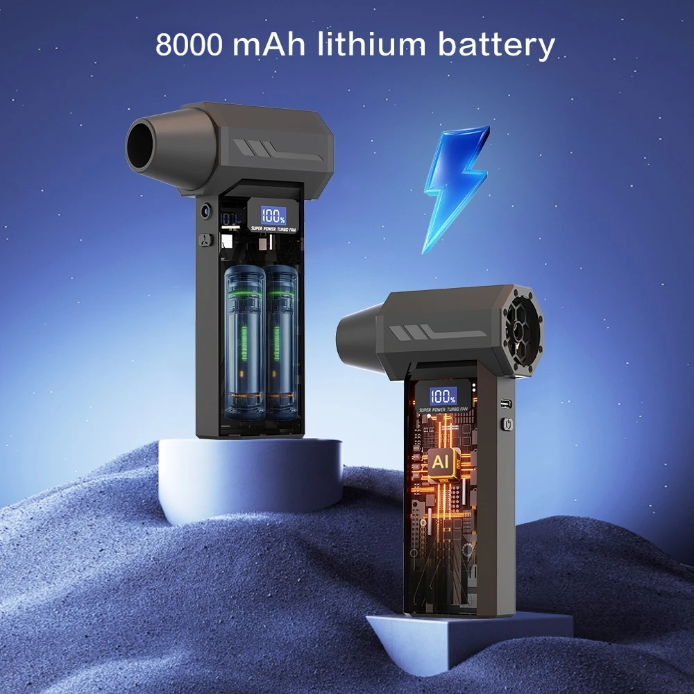 توربو جت منفاخ 9900000 دورة في الدقيقة 4-العتاد تعديل منفاخ الهواء المحمولة LED الإضاءة عرض البطارية اللاسلكي منفضة الهواء المضغوط