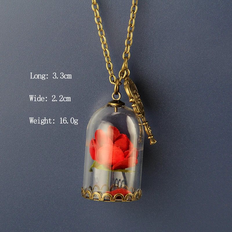 Beauty and the Beast Necklace Rose in Terrarium Pendant His Beauty/Her Beast Fairy Tale Movie Victorian Jewelry anniversary gift
