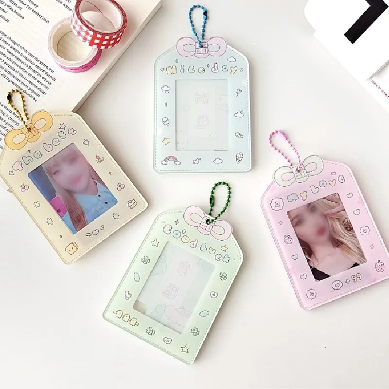 Sweet Card Holders 3inch Cartoon Printed Idol Photcards Holders Acrylic Bus Student Card Protect Sleeves Organizer Stationery