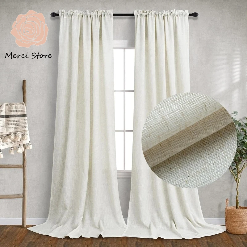 

Custom Sheer Curtains for Bedroom Living Room Modern Tulle Faux Linen Window Drapes Light Filtering Ready Made Decor