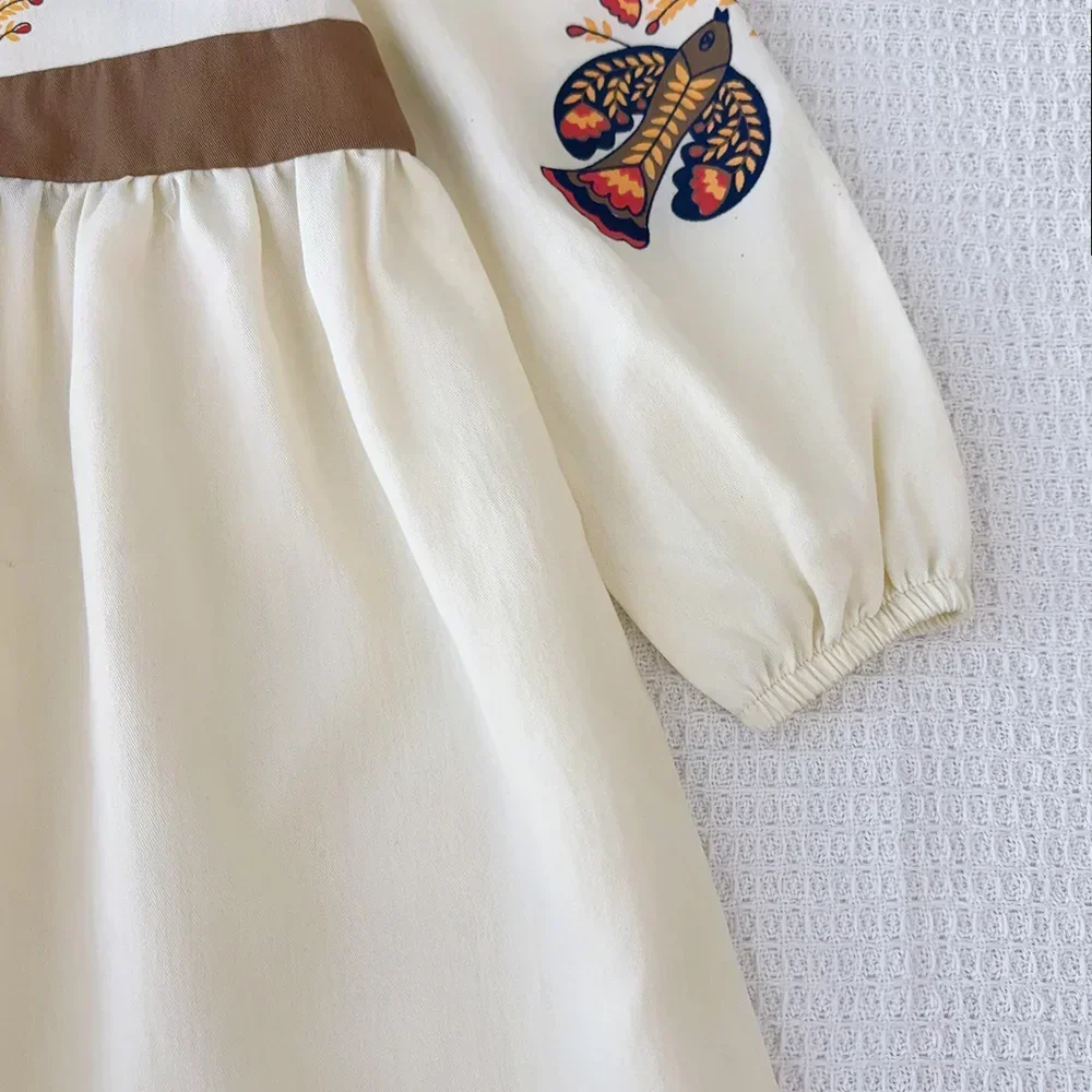 3-7 سنوات الأطفال ملابس كاجوال كم طويل فستان بسيط ألف خط 1 قطعة الفتيات الخريف موضة لطيف ملابس يومية #4