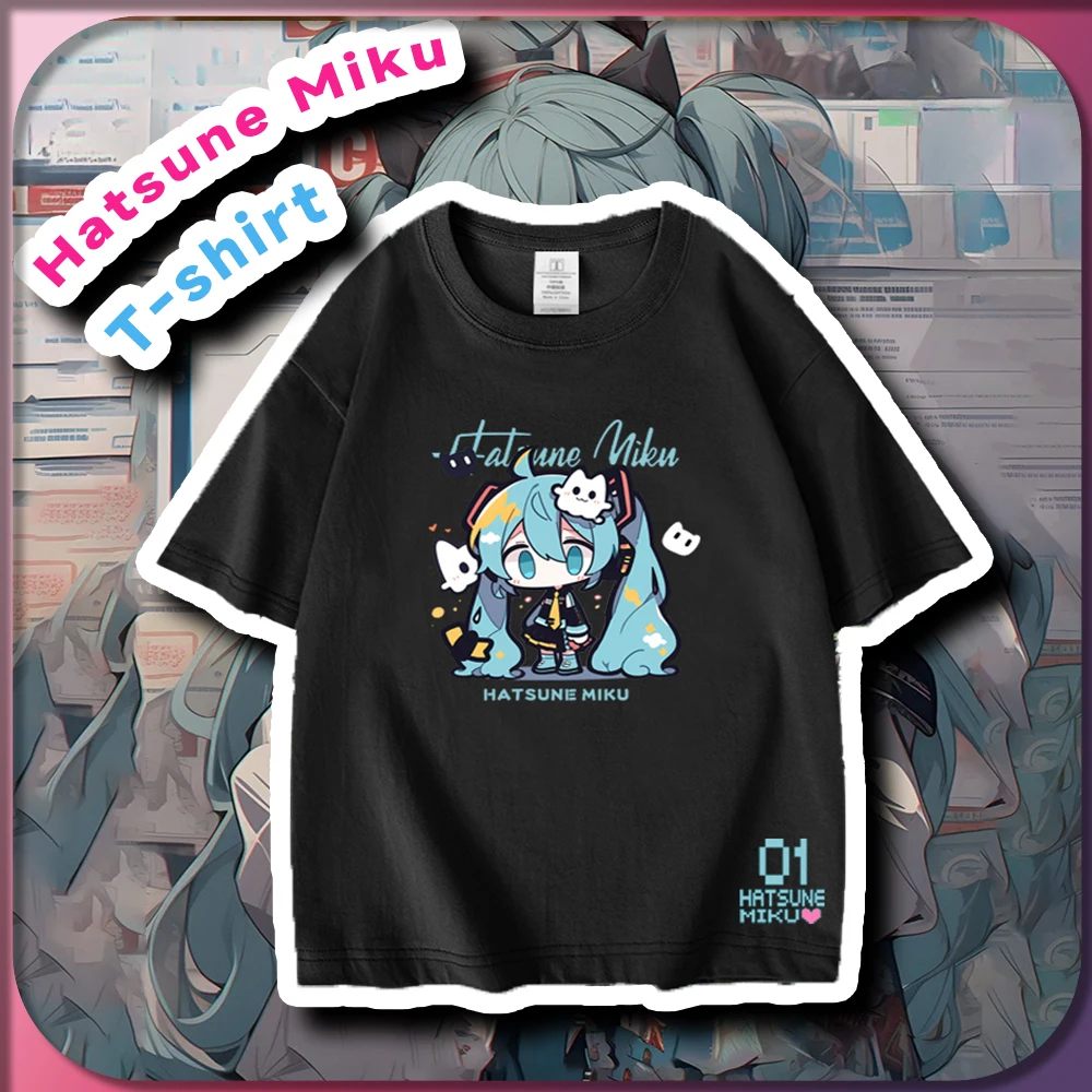 

Kawaii Hatsune Miku T-shirt VOCALOID Anime 2024 New Summer Women Men Fashion Oversize Cotton Short Sleeve Creative Top