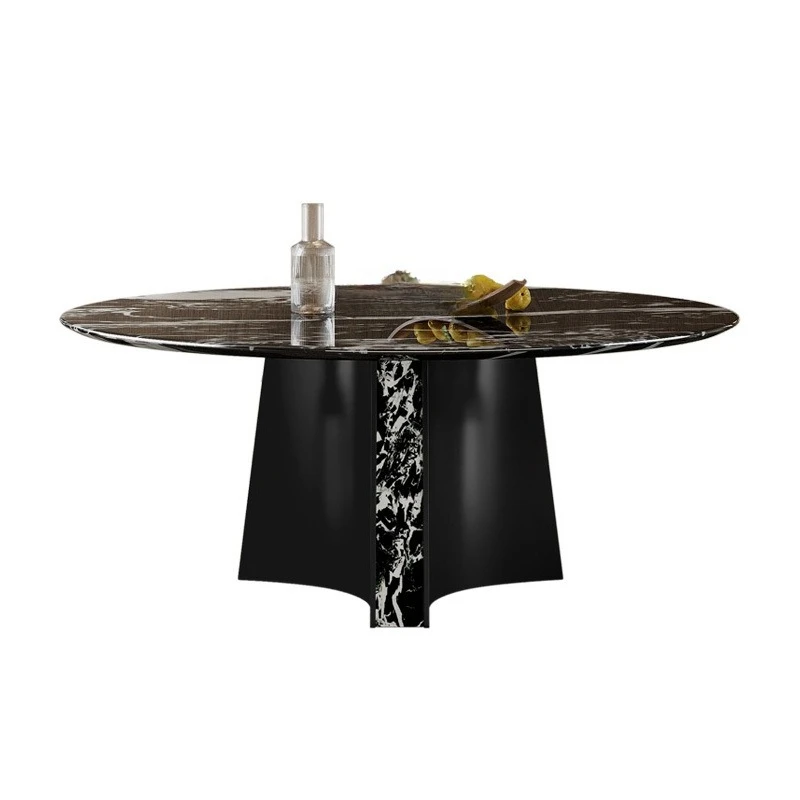 

Luxury Stone Baoger LI Black Rose Round Dining Table Light Luxury Premium Home Villa Natural