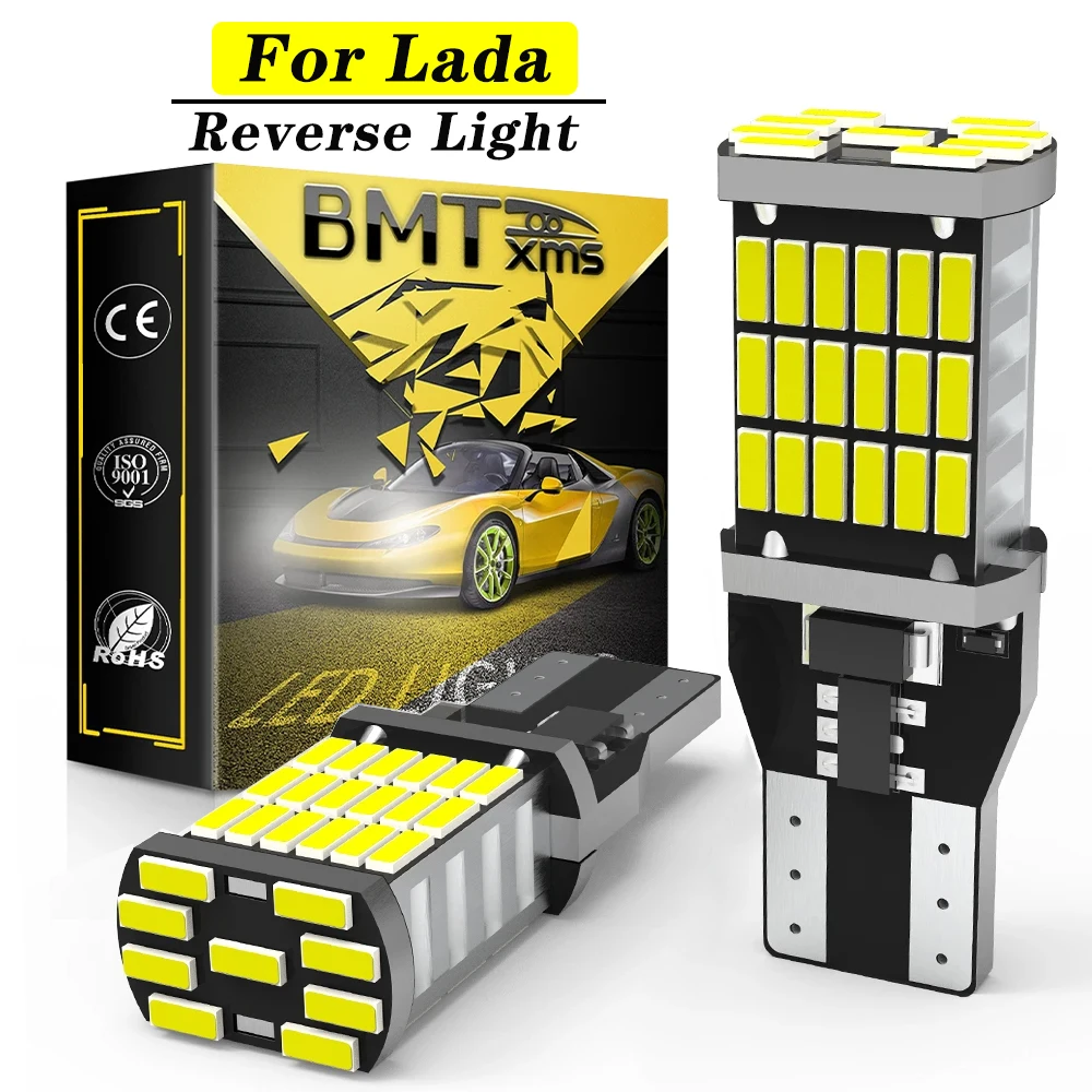 

BMTxms 2PCS W16W LED T15 CANBUS Car Backup Reverse Lights T10 W5W Bulb Tail Lamp for Lada Granta Niva Priora Kalina Xray Vesta