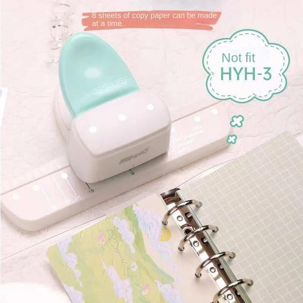 Adjustable Loose Leaf Paper Hole Punch Stationery Universal 3 Hole Paper Puncher Green 8 Sheet Capacity 4mm Hole Puncher