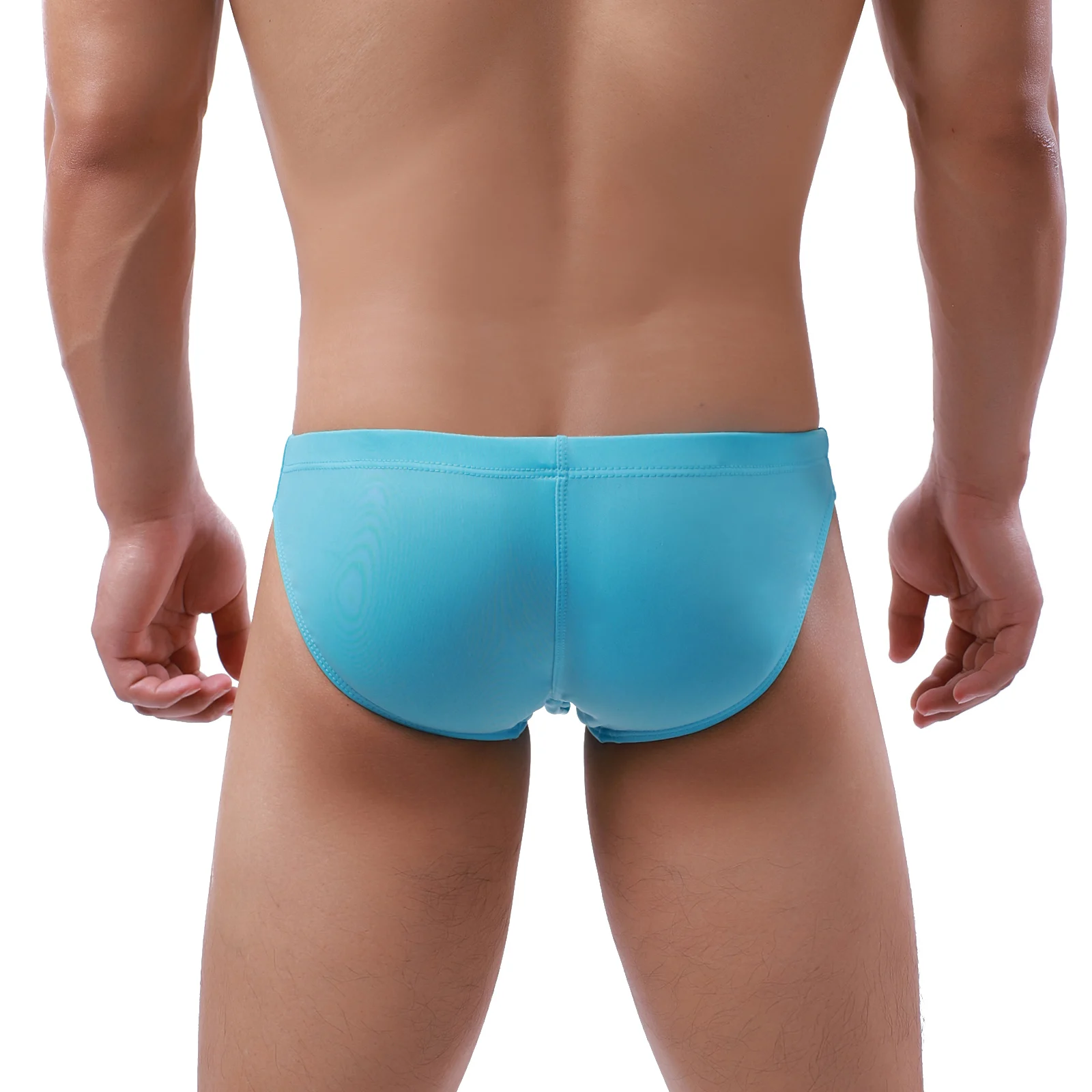 Men Swimming Trunk Lace-up Solid Color Swimwear Mid Waist Drawstring Bathing Shorts Comfortable Big Pouch Briefs image 4