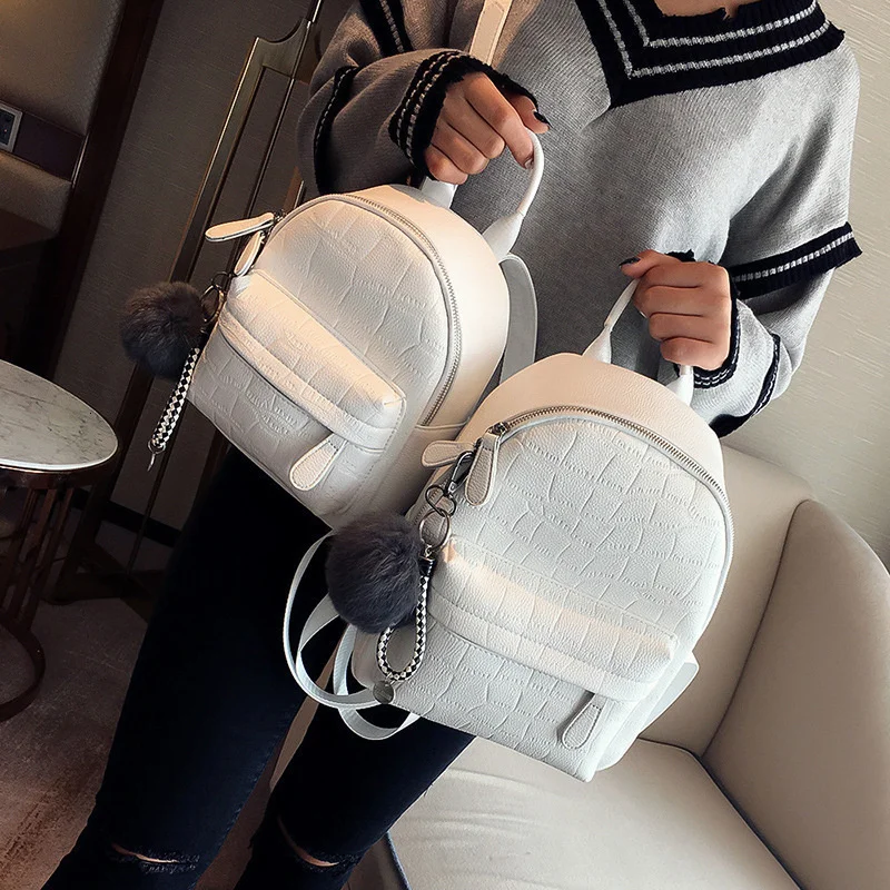 Female White Back Pack Black Mini Backpacks Women PU Leather Cute Small Backpack For Teen Girls Fashion Bagpack Woman